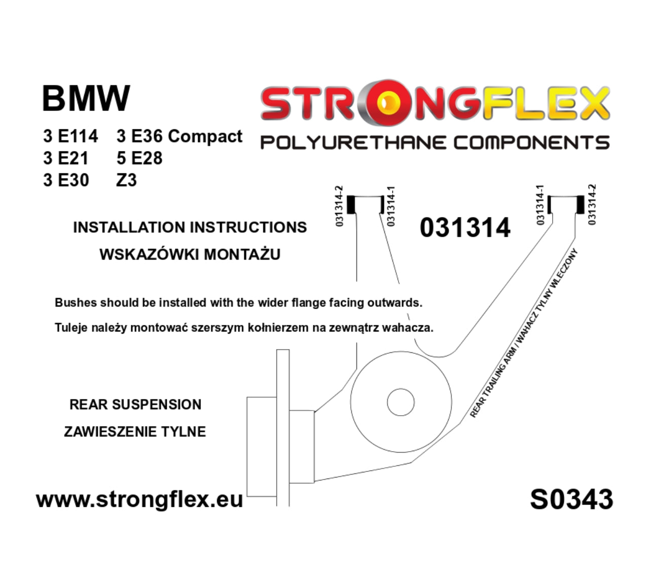 Kit Silentblocks Poliuretano 80Sha 036103B BMW E30/M3 (82-91) – Bujes Suspensión Completa Calle/Restauración