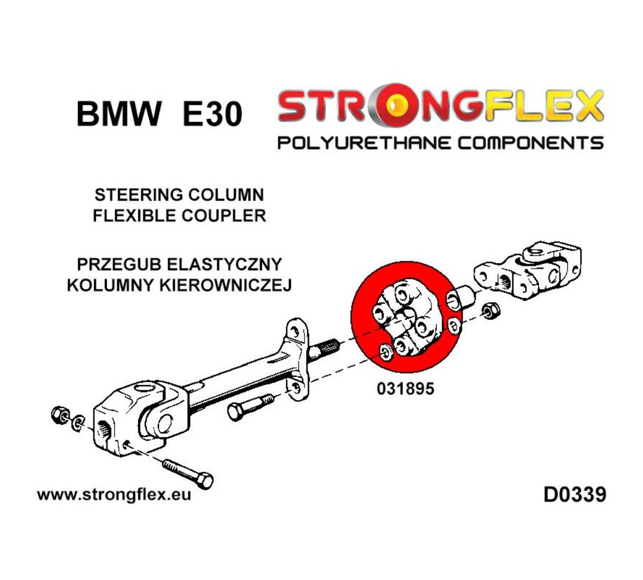 Silentblock columna de dirección poliuretano 90Sha BMW E30