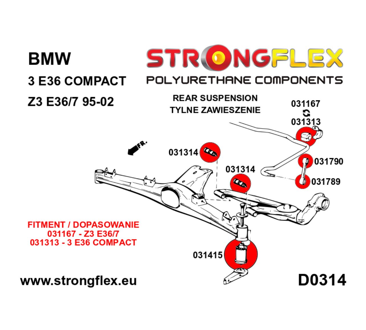 Casquillo de barra estabilizadora delantera/trasera Strongflex BMW E36 - instalacion
