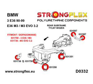 Subchasis trasero - buje delantero Strongflex BMW E36 - lateral