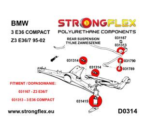 Enlace de barra estabilizadora trasera a buje de barra estabilizadora SPORT Strongflex BMW E36 - detalle