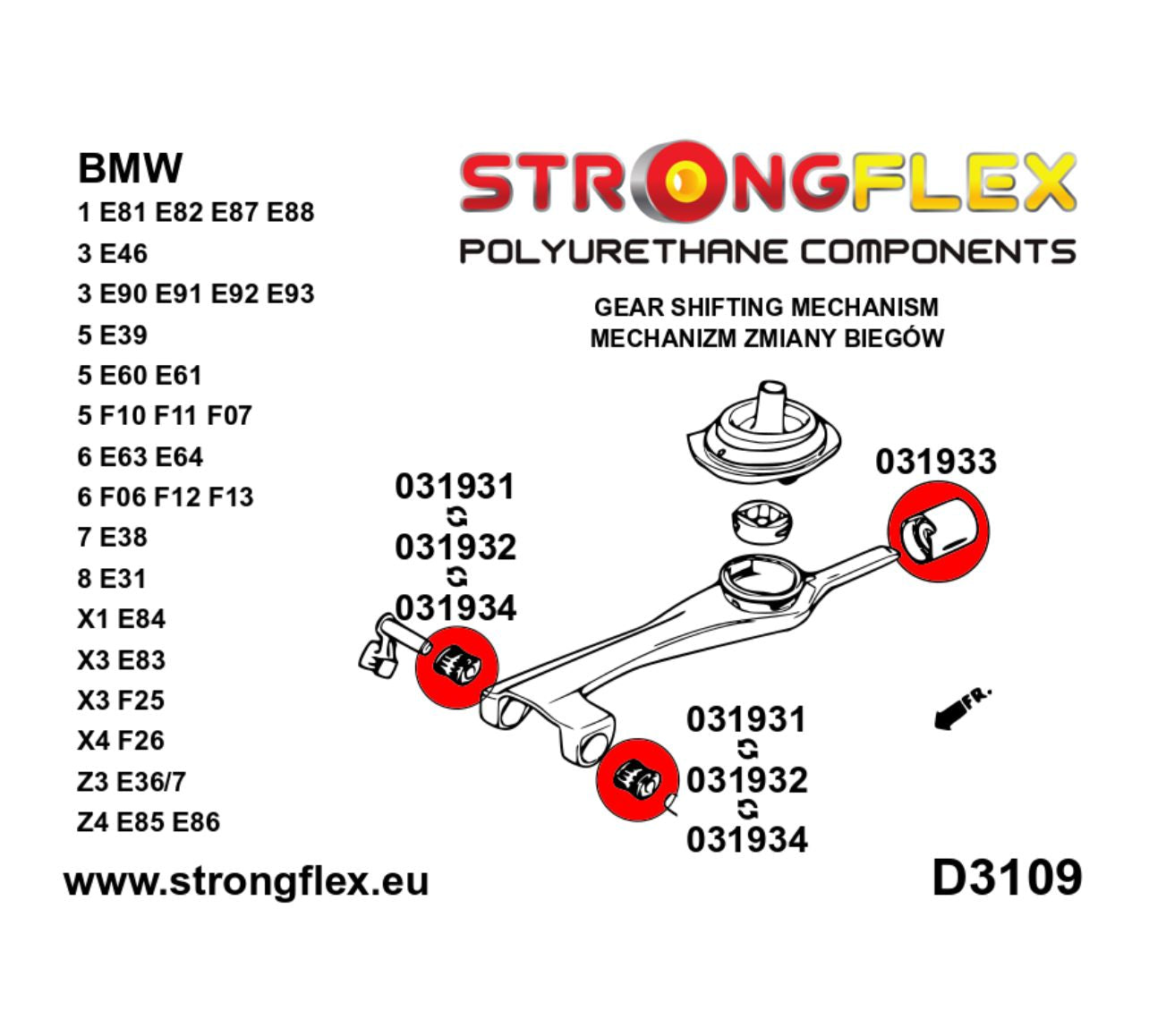 Brazo de cambio - casquillo delantero (redondo) SPORT Strongflex BMW E36 - instalacion