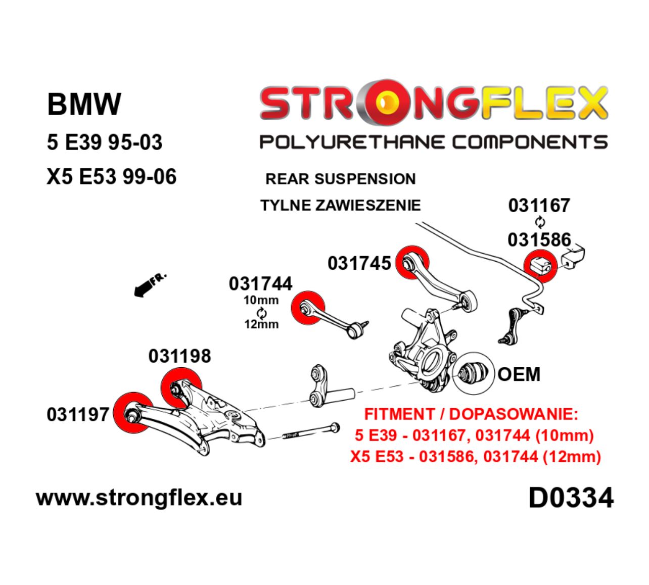 Casquillo de barra estabilizadora delantera/trasera para BMW E36 (1990–1999)