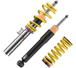 Amortiguadores traseros KW Variante 1 para BMW E36, detalle de cuerpo inoxidable.
